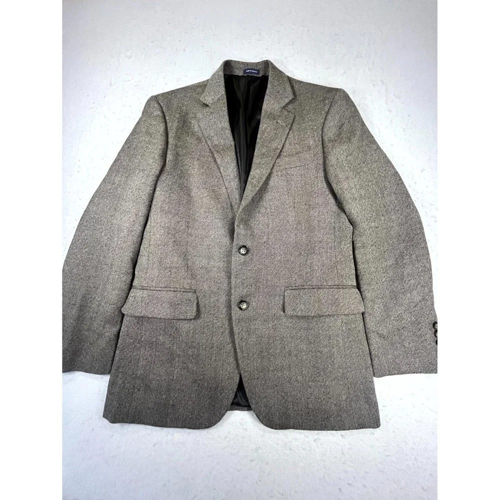 Stafford Sport Coat Men Gray Merino Wool Classic Fit Notch Lapel Formal Business